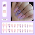 Uñas postizas de mariposa púrpura brillante con degradado lavanda y pedrería - Estilo de Mariposa Lavanda (Tipo de Pegamento) (Z560)