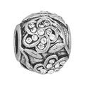 Silver flower charm with sparkling rhinestones and hollow floral patterns for bracelets - Hollow Floral Leaf Bead