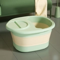 Collapsible mint green and beige foot bath basin in a modern home spa setting - Green (With Lid)