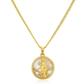Detalle de colgante zodiaco de oro con nácar blanco y acentos de cristales - Collar Virgo