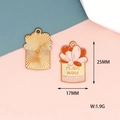 Detail view of enamel succulent plant charms with dimensions and weight measurements - 2 Pink Succulent