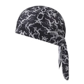 Detailed view of paisley print cycling cap with adjustable ties and breathable fabric - One Size / Black Silhouette (18#)