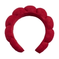 Chic twisted red terry cloth sponge headband for women with a puffy cloud design - Red Terry Headband