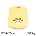Golden mirror titanium steel pet tag with hollow cat paw design, 32x20mm size - Gold (KLJ7979-Z)