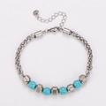 Bracciale da uomo in acciaio inossidabile con catena a chiglia e perle turchesi - Stile con Perle Azzurre / Azzurro