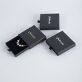 Elegant matte black drawer jewelry box with gold logo and black sponge interior - Black
