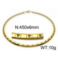 Golden rectangle link choker with hollow cross pattern 450mm length 6mm width - Cross Engraved Style (KN35035-Z) / 450mm x 6mm / Gold