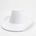 Chapeau de cowboy classique en feutre blanc pur avec large bord roulé et style fedora - M (57cm) / Blanc
