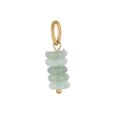Cute ice cream pendant with stacked light green natural stones and golden metal base - ZP44827B2 / Green Aventurine