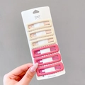 Lot de 6 barrettes à cheveux mates et ondulées en beige et rose sur carte de produit - Style Vague Carrée / Lot de 6 / Rose + Jaune