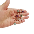 Handmade wire wrapped copper rings with colorful gemstones in purple and green - One Size / Mixed Silver