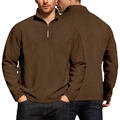 Men's relaxed fit half-zip brown fleece sweatshirt with cozy thick texture and sporty style - S / Coffee