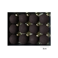 Set of 12 matte dark brown 8cm Christmas ball ornaments in a premium gift box - Matte Retro Coffee