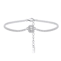 Sparkling S925 sterling silver tennis bracelet with clear zircon stones and lobster clasp - Machine-made Tennis Chain 2mm Electroplated White Gold Approx. 3.44g.