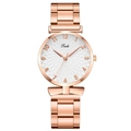 Dettaglio orologio da donna oro rosa con quadrante bianco testurizzato e cinturino lucido - Orologio (Articolo Singolo) / Bianco