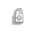 Pendentif cadenas argenté poli avec étoile embossée pour création de bijoux - Argent-Cadenas avec Étoile