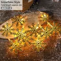 Warme weiße LED-Schneeflocken-Lichterkette aus goldenem Metall, 2m Länge für Weihnachten - Goldene Schneeflocke Lichterkette / Gesamtlänge ca. 2m