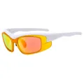 Y2K sporty wrap sunglasses with white frame and orange-yellow gradient lenses - Yellow Frame White Leg / Red Mirror Lens