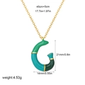 Letter G necklace with green enamel gradient pendant and golden stainless steel chain - Letter G