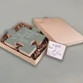 Sage green wooden puzzle gift set for colleagues in a kraft box with a gift card - 4--Like pieces-Green