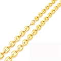Polished gold pig nose link necklace with lobster clasp in a minimalist coffee bean style - 7mm Gold