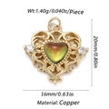Golden copper heart pendant with green-orange gradient enamel and zircon accents - Cx135-1b / 18K Gold