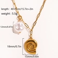 Collana in acciaio dorato con ciondolo a stella marina e perla e dettagli delle misure - Lumaca