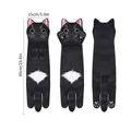 Black cat microfiber hanging hand towel with adorable animal design and button clip - Black
