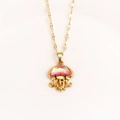 Golden stainless steel necklace featuring an iridescent pink jellyfish pendant for women - Phantom Pink