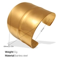 Brazalete abierto ancho de acero inoxidable chapado en oro con 61mm de ancho - Brazalete Abierto de Superficie Ancha (SZ245G) / Dorado