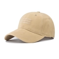 Classic beige cotton baseball cap with white letter embroidery for men and women - Three Rows of Small Letters / Off White