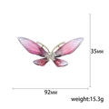 Pink butterfly brooch with golden metal body and translucent resin wings for women - Large Butterfly Pink