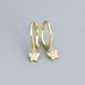 Elegant gold S925 silver hoop earrings featuring butterfly charms with sparkling crystals - Gold (White Zirconia)