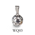 Soccer ball shaped pendant in silver finish with hexagon textures and metal hook - Steel Football (WQ03)