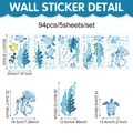 Lot de 94 stickers muraux aquarelle tortue et méduse avec dimensions précises - Ensemble Aquarelle Méduse Tortue (UV24Y11487T_R) / 20x30cm (5 Feuilles/94pcs)