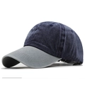 Navy and grey two-tone washed cotton baseball cap with curved brim and vintage style - Adjustable / Grey Cyan