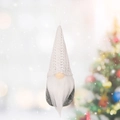 Christmas gnome hanging ornament with white knitted hat and grey felt body for tree decor - Style B / White