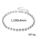 Bracciale minimalista in acciaio inossidabile argento con catena a sfere da 4mm e chiusura - 4mm Color Acciaio (KB166899-Z)
