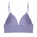 Lavender backless ribbed cotton bralette with skinny straps and V-neckline design - XL / Dusty Blue