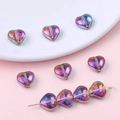 Colorful 10mm iridescent crystal heart beads for handmade jewelry on metal pin - 14# Multicolor Aurora