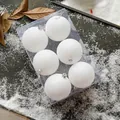 Set of 6 white glitter Christmas balls with silver strings on dark wood background - White Glitter Ball (Q-A02-36)