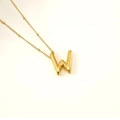 3D balloon initial W pendant necklace in gold finish with delicate bead chain link - Letter W (S-P062-W)