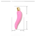 Pink enamel chili pepper charm size detail showing 33mm height and copper material - VH591-4-Pink Streamlined Chili