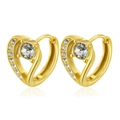18K gold plated heart hoop earrings with sparkling cubic zirconia and center stone - Gold Heart