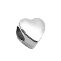Polished silver heart-shaped alloy bead charm with side hole for DIY jewelry making - 1pc Heart Shape