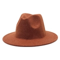 Classic caramel wool felt fedora hat with wide brim and retro jazz style for men and women - M (56-58cm) / Caramel color