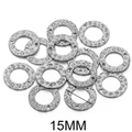 Pendentifs ronds martelés 15mm en acier inoxydable argenté avec trous pour bijoux DIY - Couleur Acier