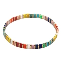 Bohemian elastic TILA bead bracelet with colorful enamel tiles and golden spacers - Multicolor Rainbow(TL-B190091B)