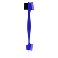 Double-sided blue edge control hair brush with comb and black bristles on white background - 5-Head Style Edge Brush Blue