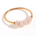 Elegant 18K gold-plated ring featuring five irregular baroque freshwater pearls in a row - Crushed Freshwater Pearl Ring - Gold - Size 5